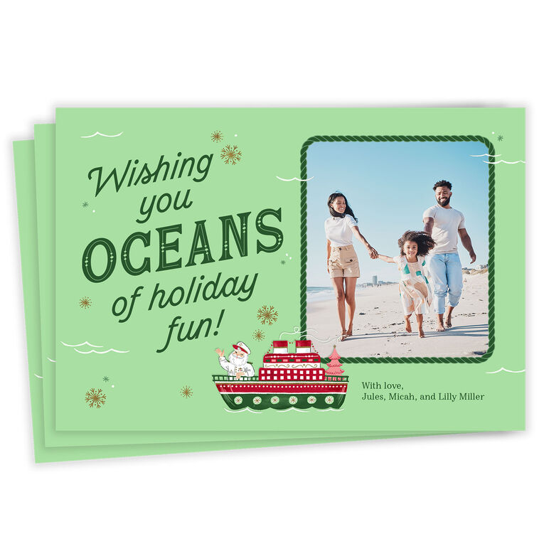 Hallmark Christmas Cruise Oceans of Holiday Fun Flat Photo Card
