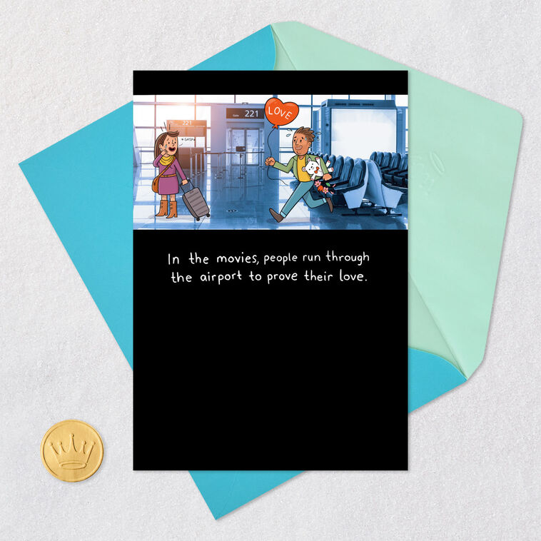 Running Through Airport Funny Love Card Card Front with Envelope and Gold Seal image number 5