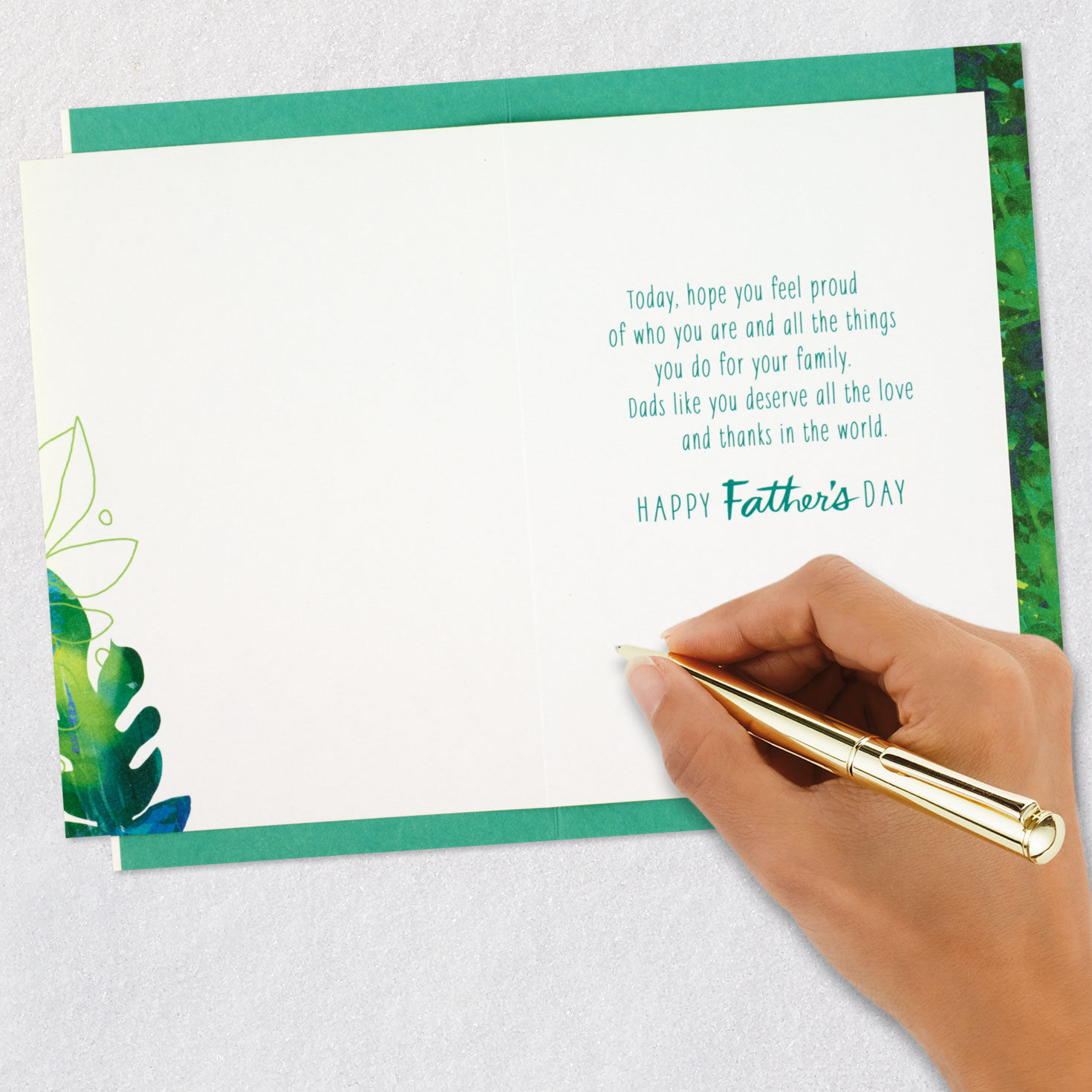 Watercolor Leaf Happy Father's Day Card Signing card image number 6