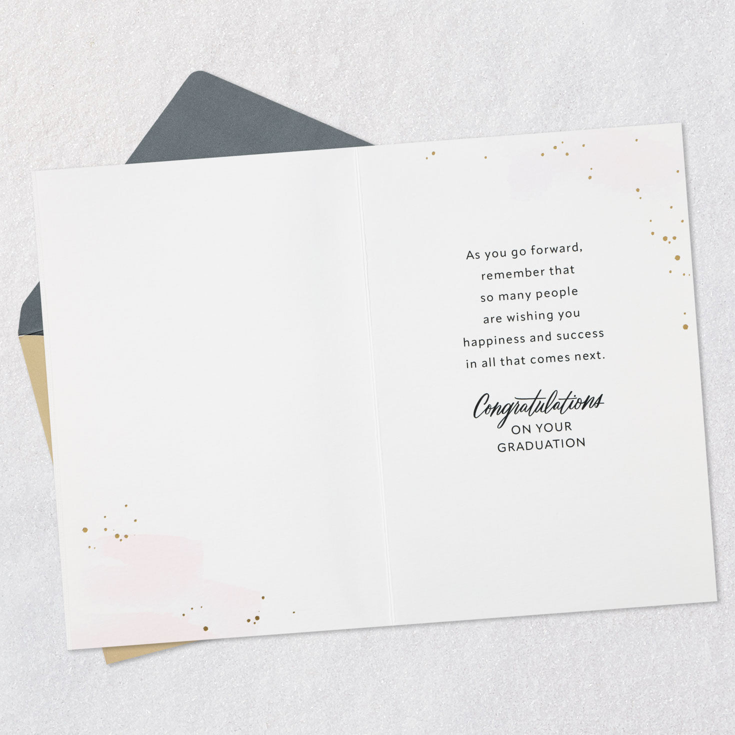 Pink Watercolor Brushstrokes Graduation Card Open card with envelope image number 3