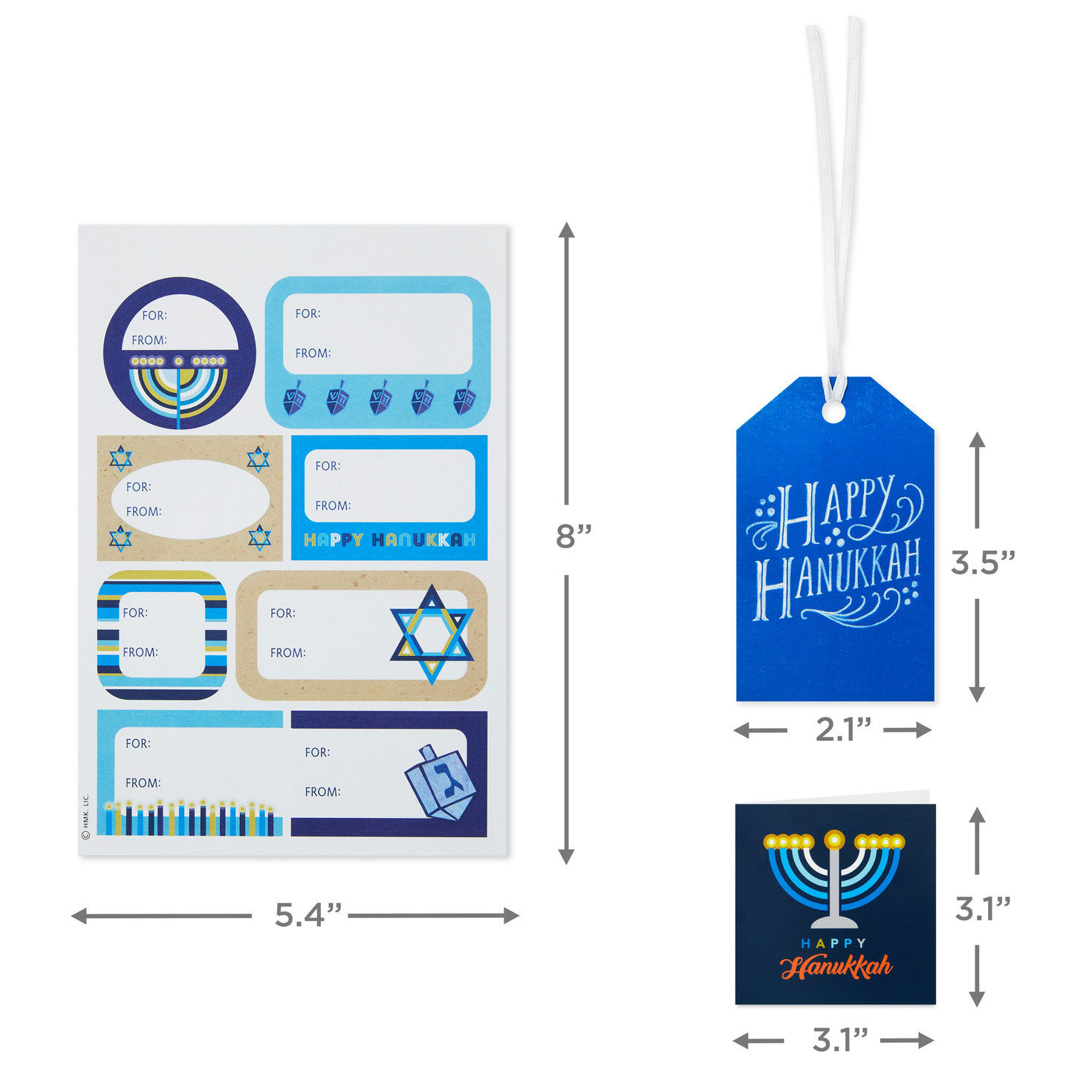 Hanukkah Gift Tags, Stickers and Enclosure Cards measurement image number 3