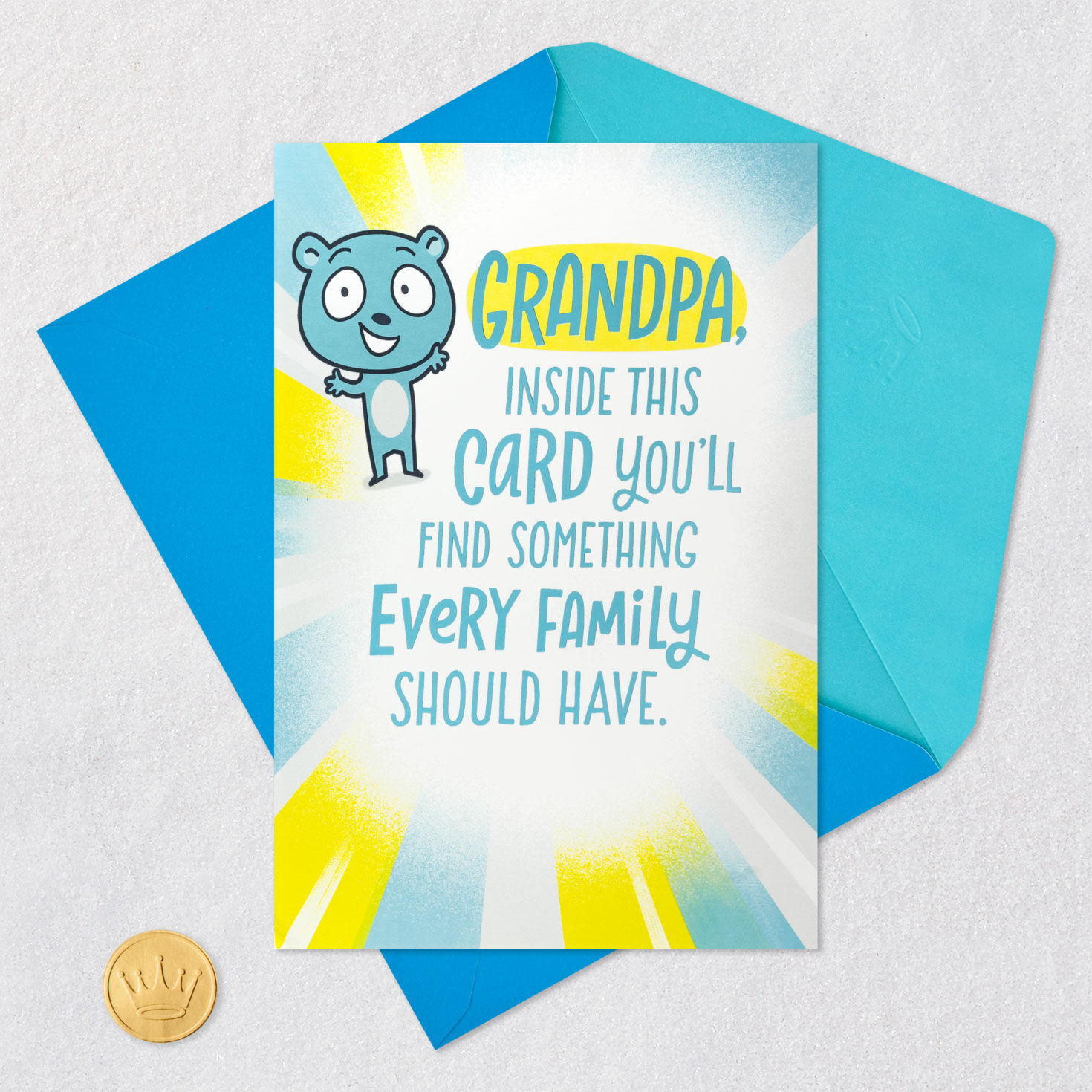 Lucky Family Grandpa Funny Father&rsquo;s Day Card Card Front with Envelope and Gold Seal image number 5