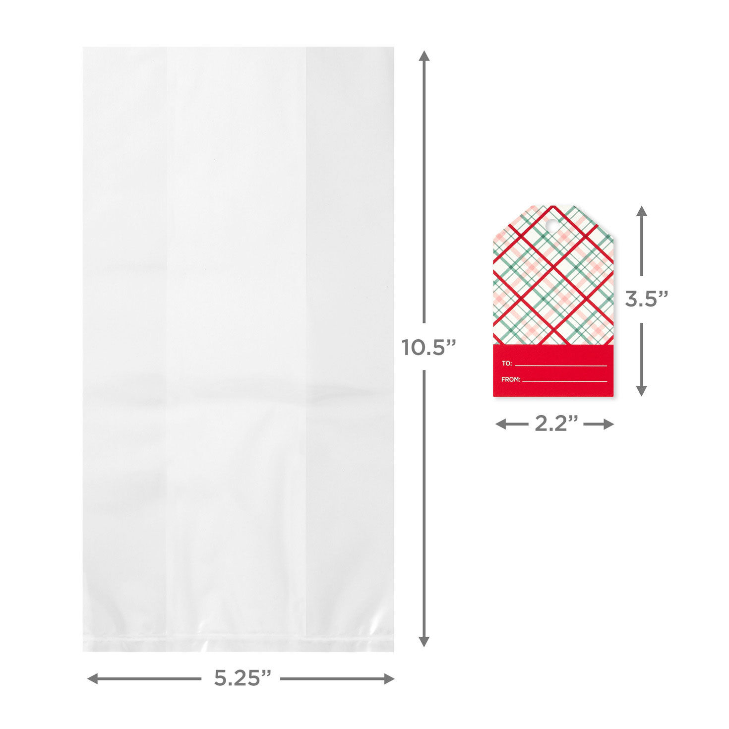 Clear Cello Christmas Goodie Bags With Gift Tags measurement image number 3