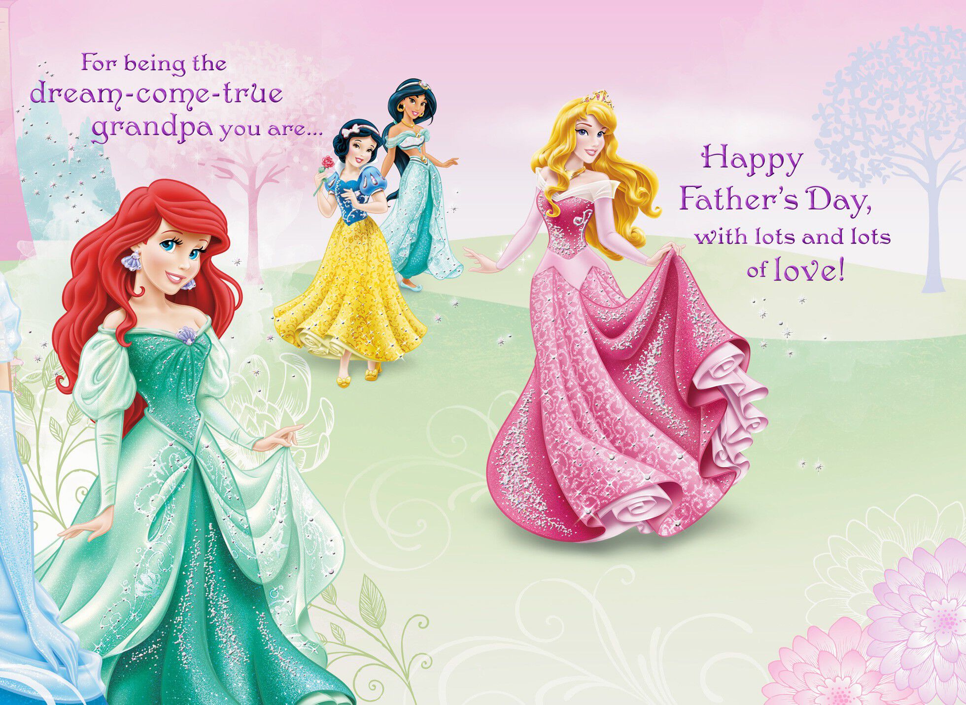 Disney Princesses Father's Day Card from Granddaughter