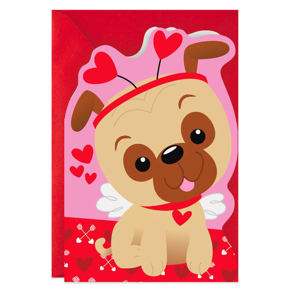 You Are Loved Cupid Pug Dog Love Card, , large image number 1