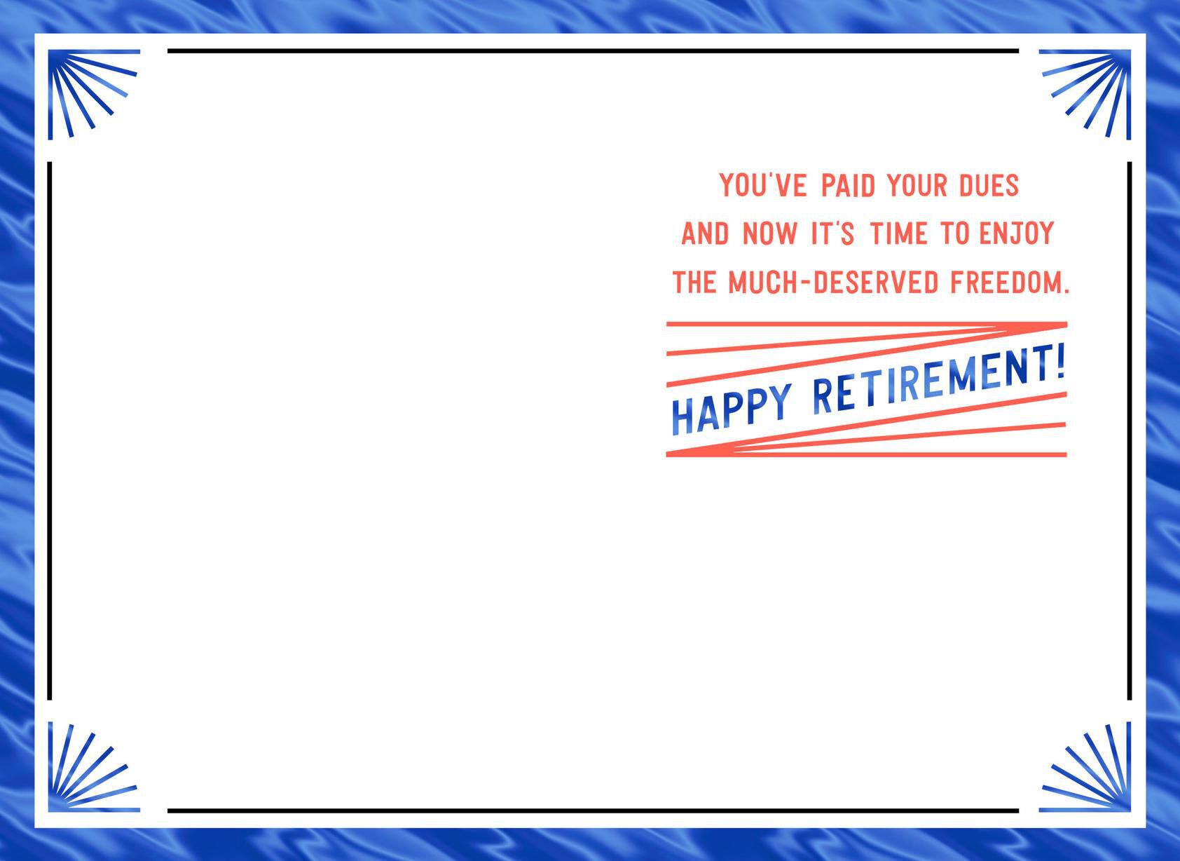 No Work, All Play Retirement Card