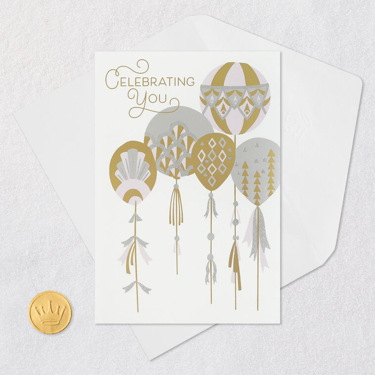 Silver and Gold Balloons Birthday Card, , large image number 5