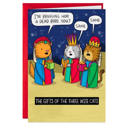 The Three Wise Cats Funny Christmas Card, 
