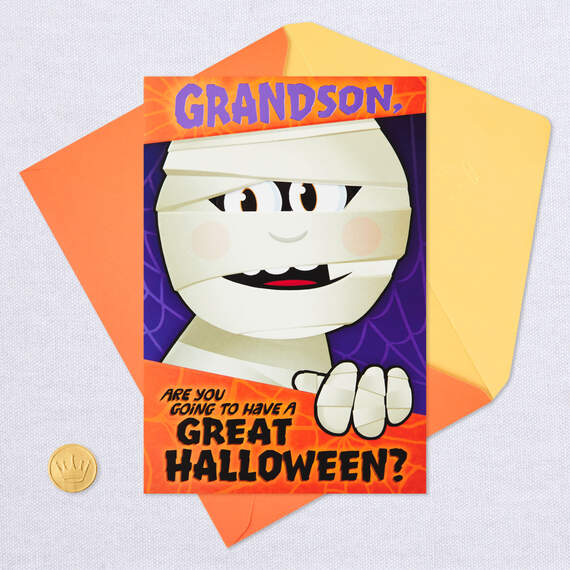 Punny Mummy Pop-Up Halloween Card for Grandson, , large image number 5