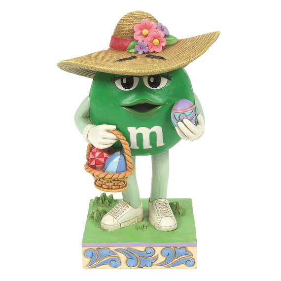 Jim Shore M&M's Green Character With Easter Basket Figurine, 5.9"