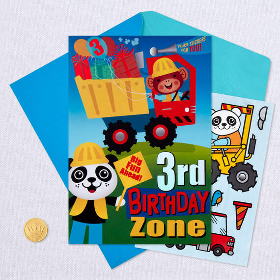 Construction Site 3rd Birthday Card With Stickers and Coloring Activity, , large image number 7