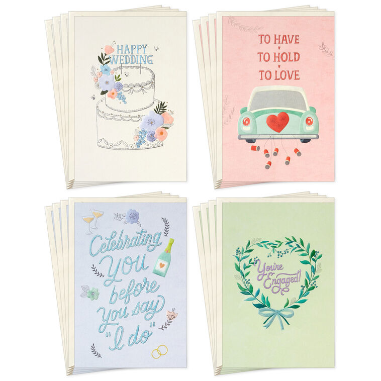 Celebrating the Happily-Ever-Aftering Assorted Engagement and Wedding Cards, Pack of 16