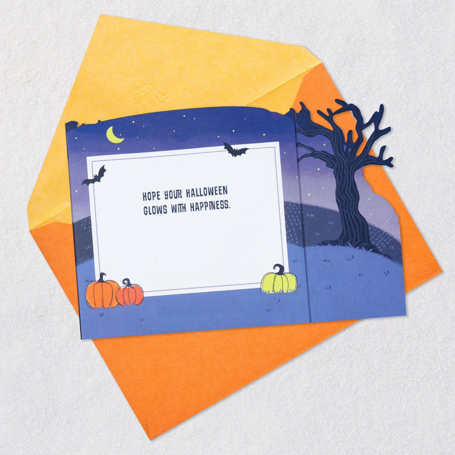 Light-Up Pumpkin Patch Musical Halloween Pop-Up Card Card Back with Envelope image number 5