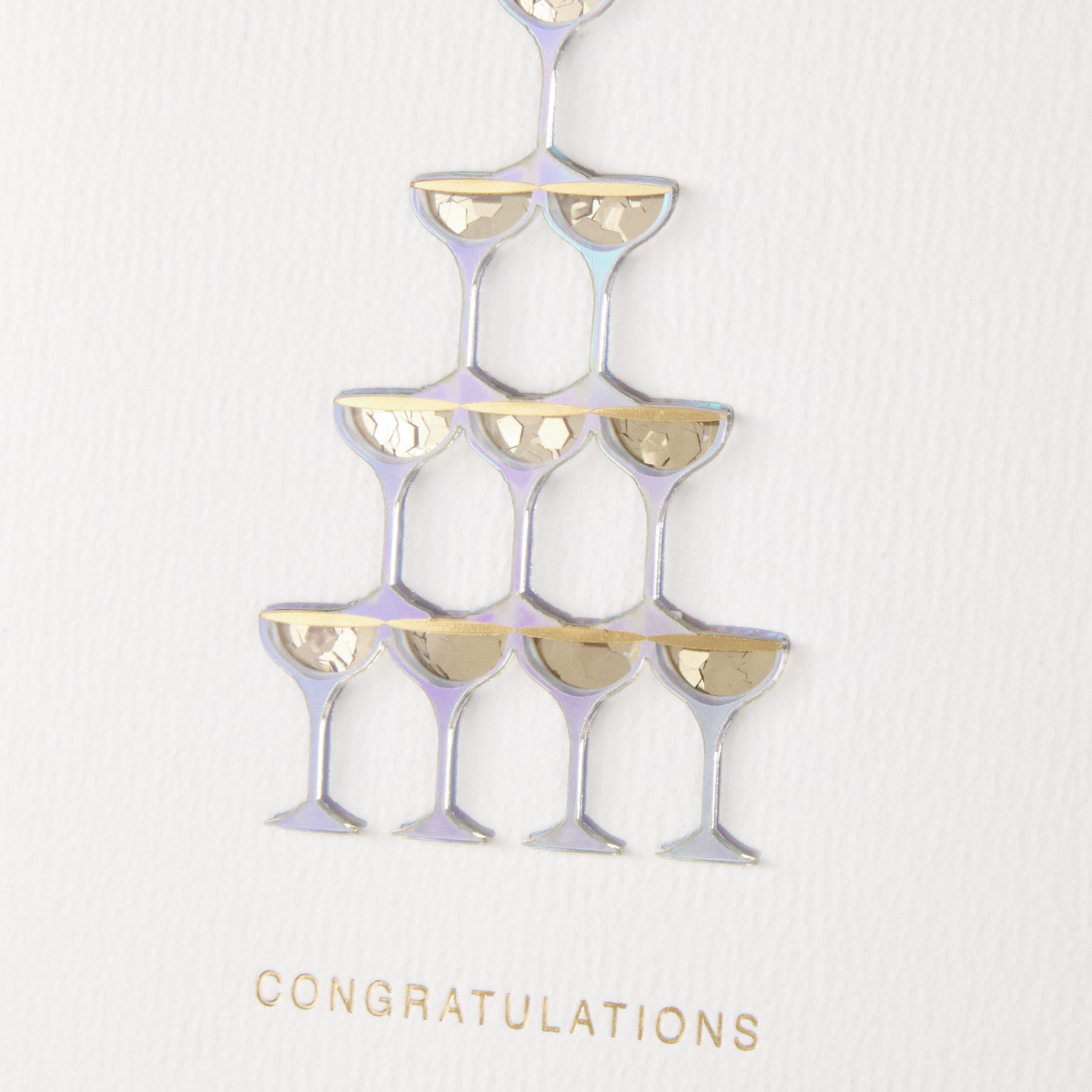 Gold Champagne Glass Tower Wedding Congrats Card Card Front Detail image number 4