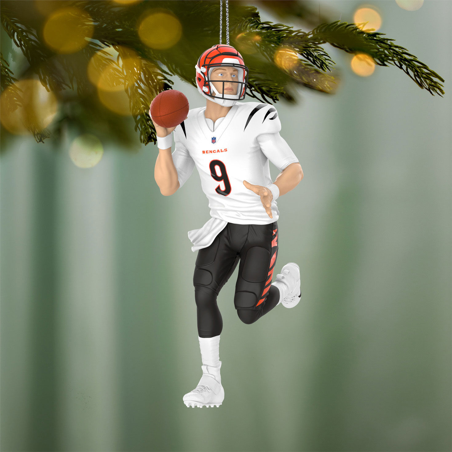 Cincinnati Bengals Joe Burrow Keepsake Ornament hanging on tree image number 2