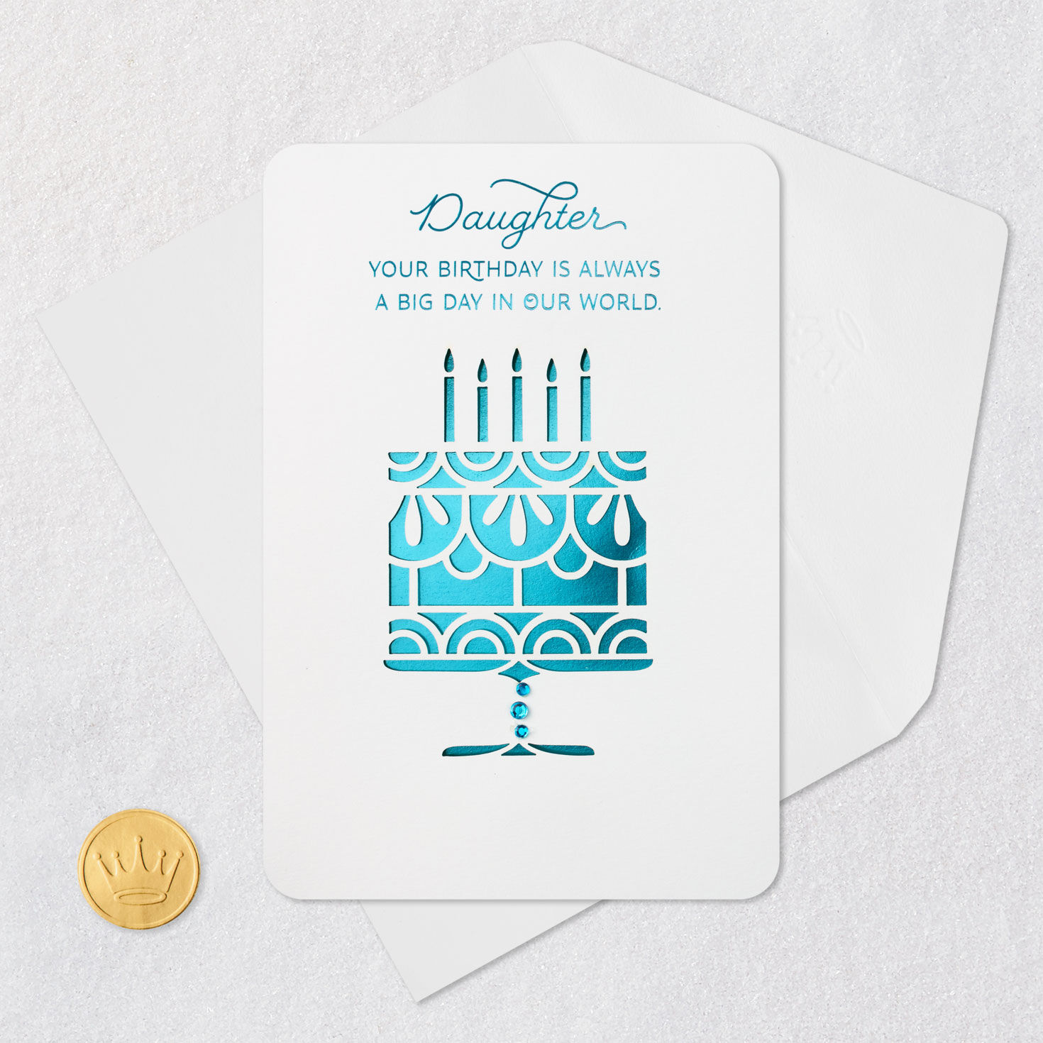 Birthday Cake Birthday Card for Daughter Card Front with Envelope and Gold Seal image number 6