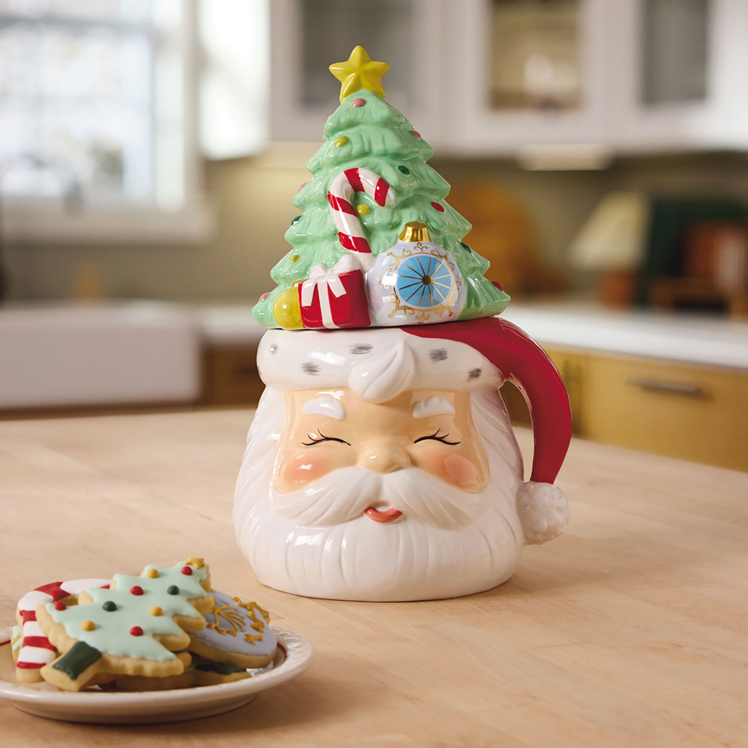 Santa and Christmas Tree Sculpted Cookie Jar, 12.5", , large image number 2