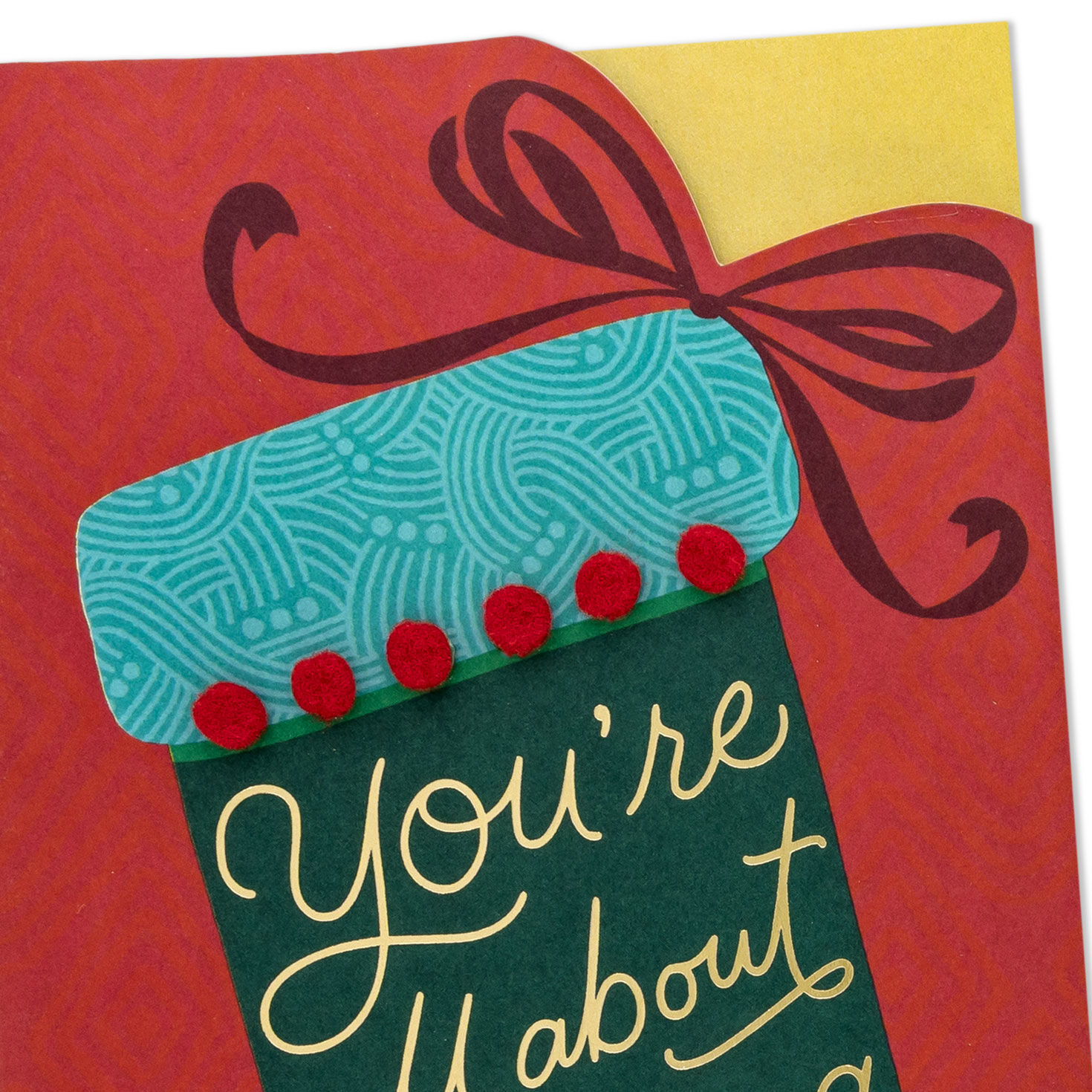 Green Stocking on Red Money Holder Christmas Card Card Front Detail image number 5