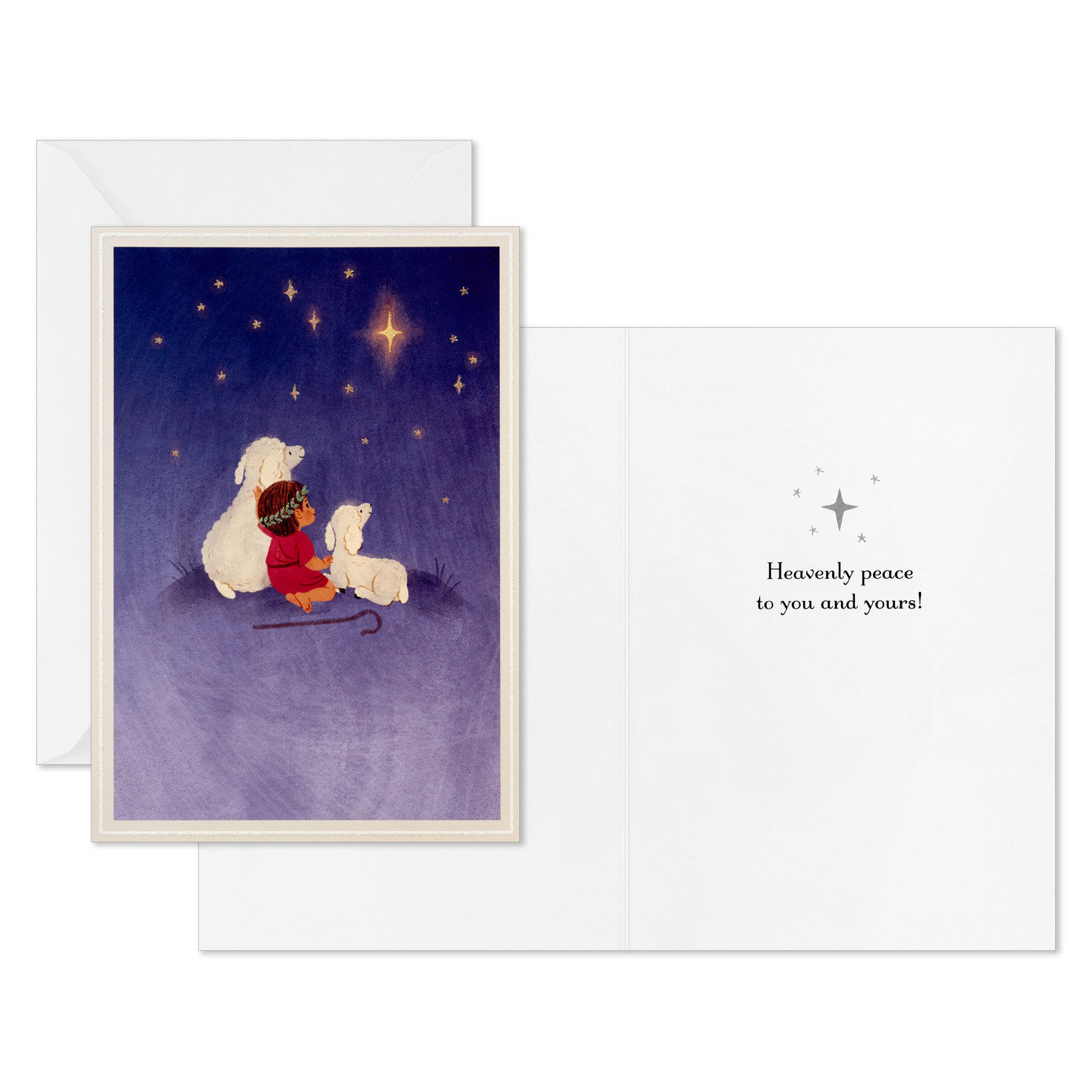 Shepherd and Lambs Boxed Christmas Cards, Pack of 40, , large image number 3