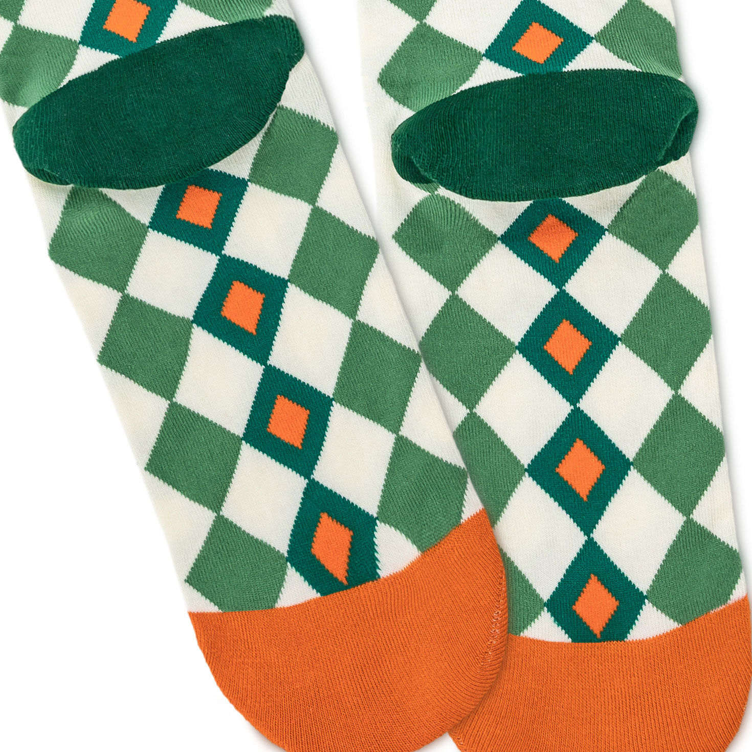 Green Diamond Pattern Crew Socks for a Cool Grandpa upclose view image number 4