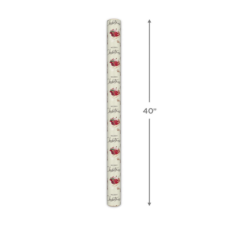 Reindeer and Sleigh Jumbo Christmas Gift Wrap Roll Measurement image number 5