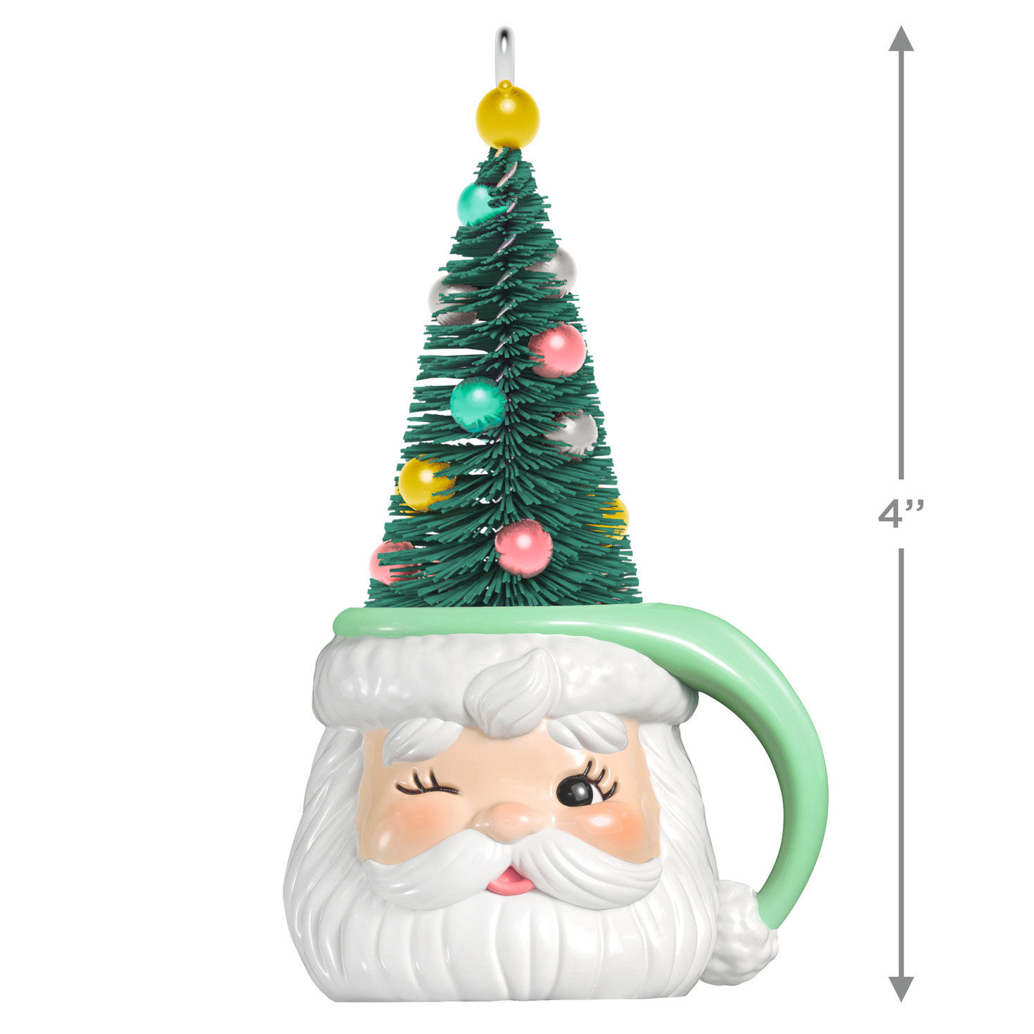 Santa Mug With Tree Keepsake Ornament measurement image number 3