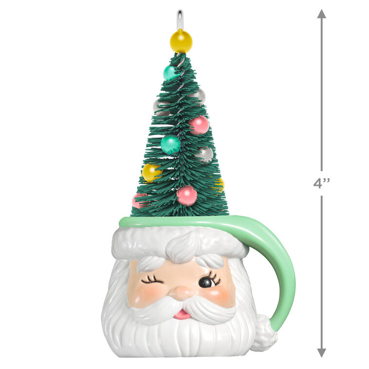 Santa Mug With Tree Keepsake Ornament measurement image number 3