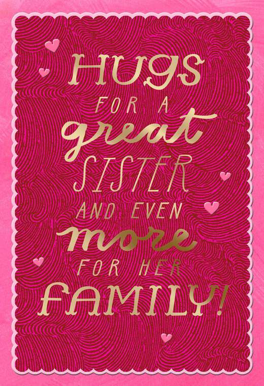 Hugs For a Great Sister Valentine's Day Card, , large image number 1