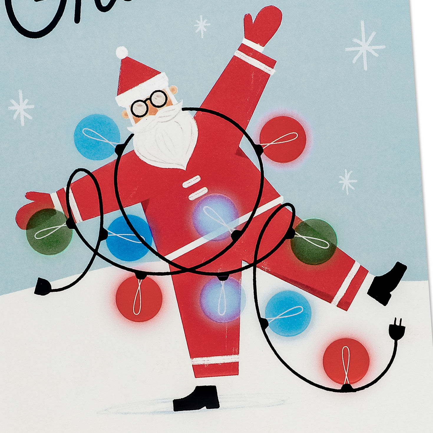 Santa Caught in Lights Christmas Card for Grandson Card Front Detail image number 5