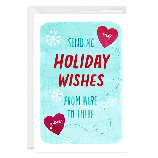 Wishes from Here to There Map Folded Holiday Photo Card, 