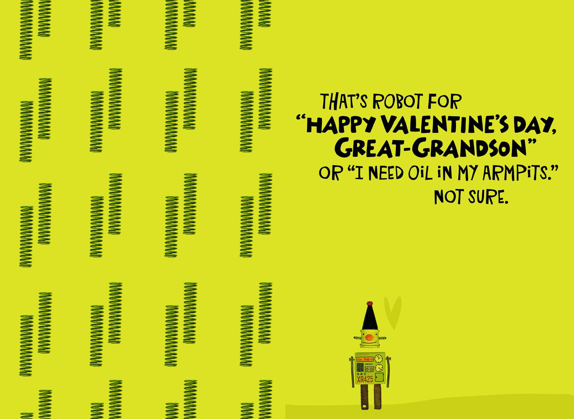 Robot Valentine's Day Card for Great-Grandson