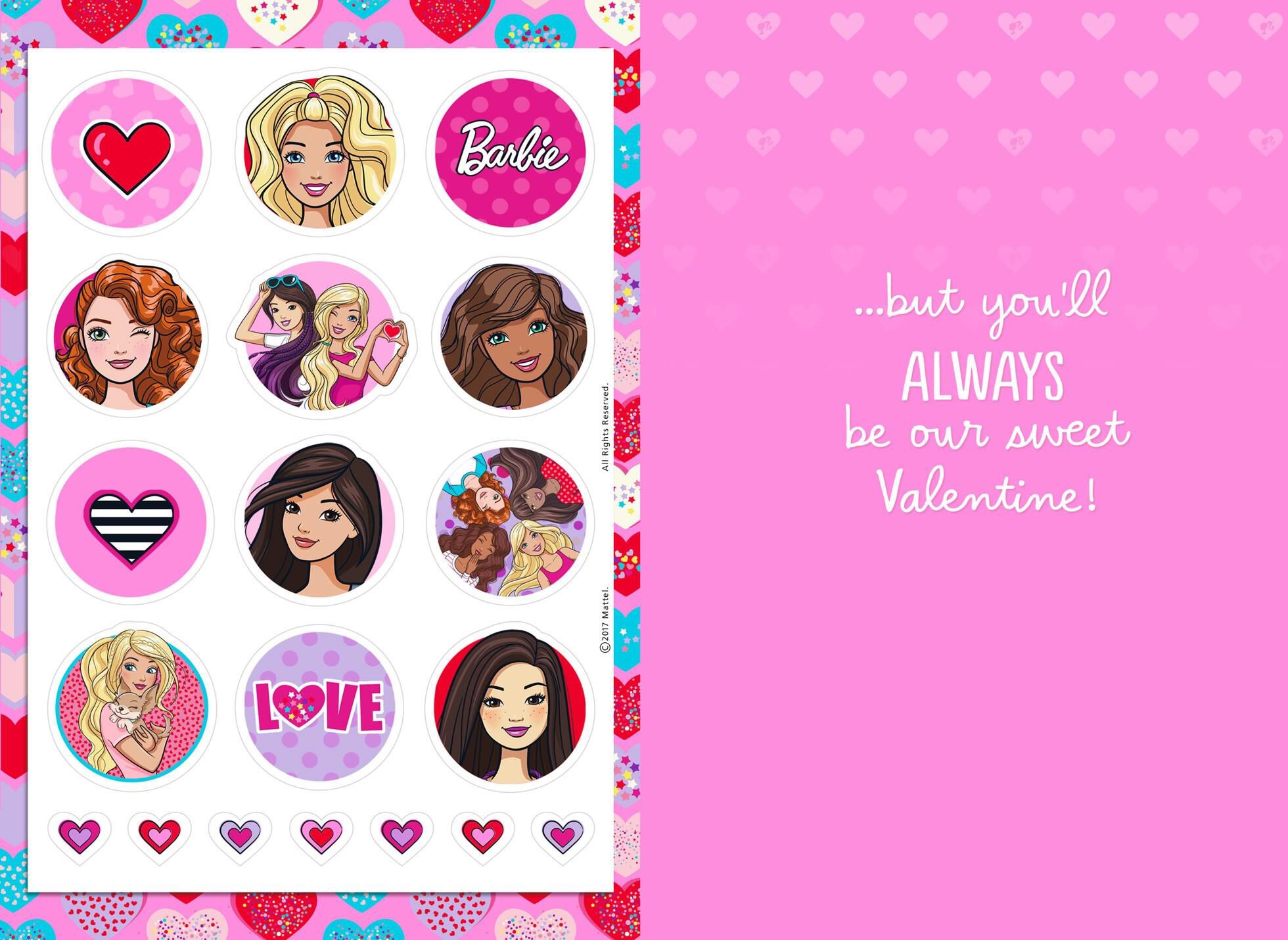 Sweet Daughter Barbie™ Valentine's Day Card With Stickers