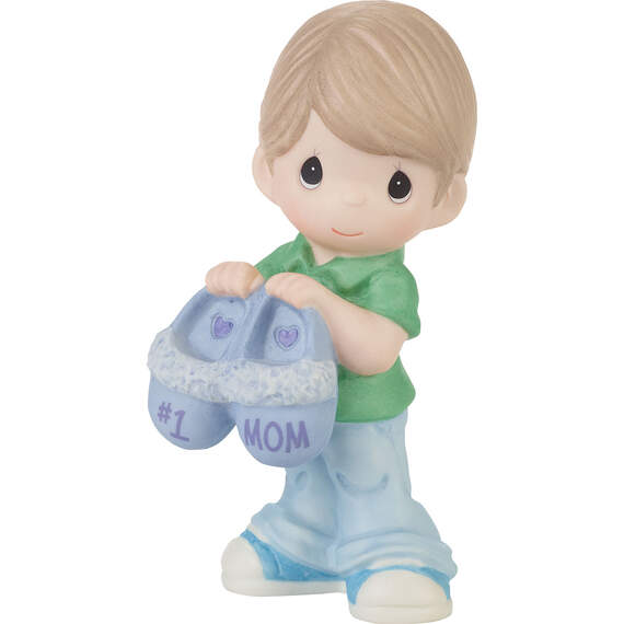 Precious Moments Boy With #1 Mom Slippers Figurine, 4.69"