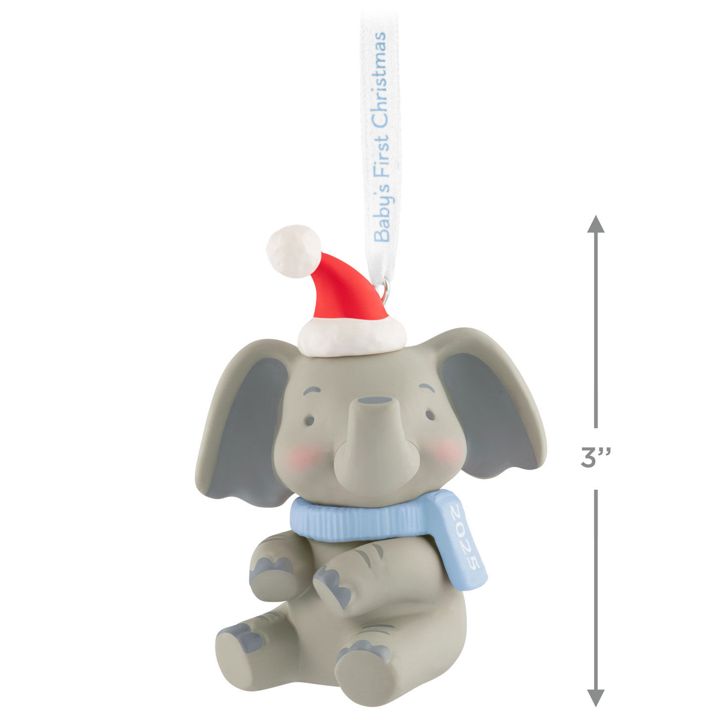 Baby Boy 1st Christmas Elephant Keepsake Ornament measurement image number 3