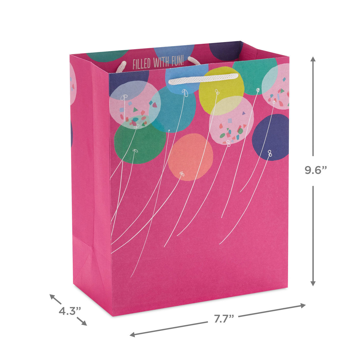 Balloons on Pink Medium Gift Bag measurement image number 3