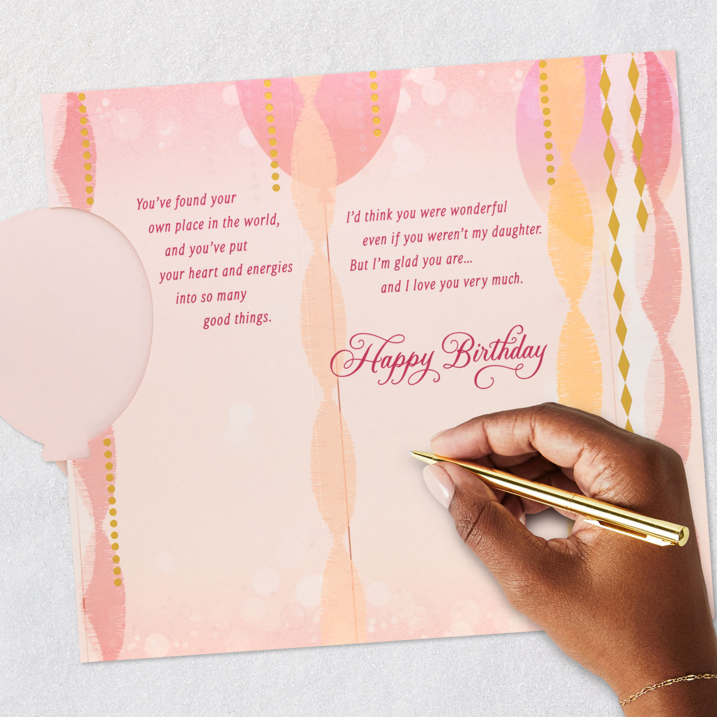 Balloons and Streamers Daughter Birthday Card Signing card image number 8