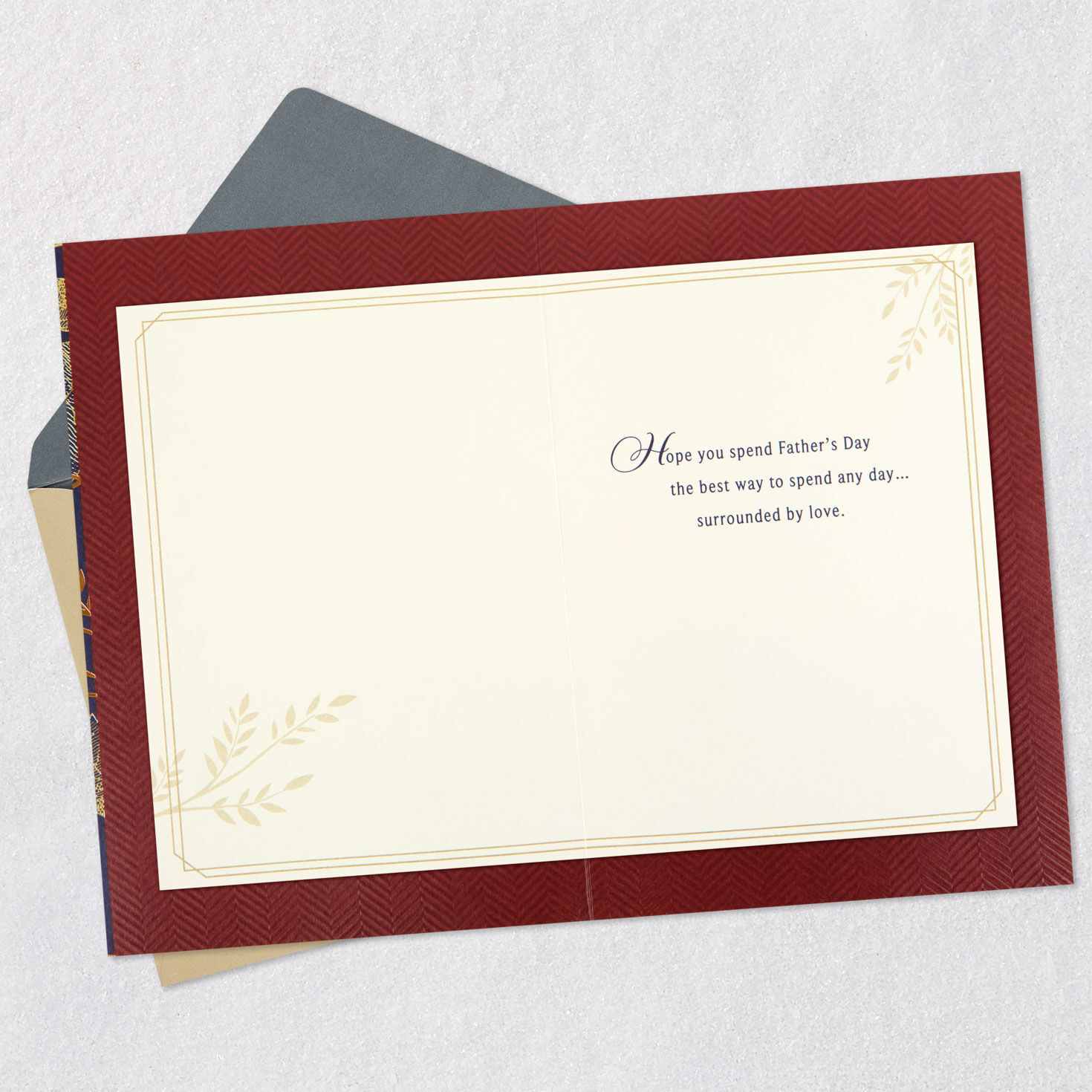 Botanical Gold and Blue Father's Day Card for Son Open card with envelope image number 3