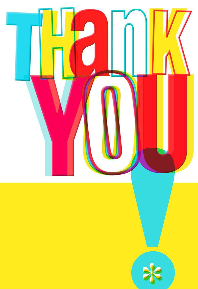 Bright Lettering and Exclamation Point Thank You Card
