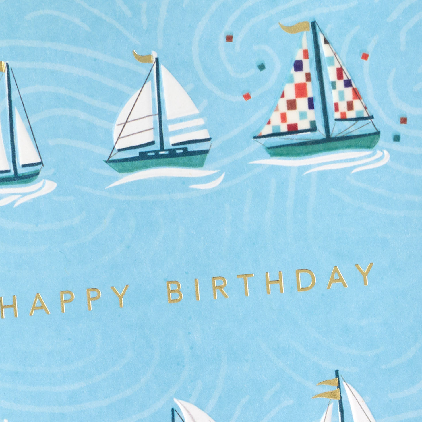 Sailboats on Light Blue Birthday Card Card Front Detail image number 4