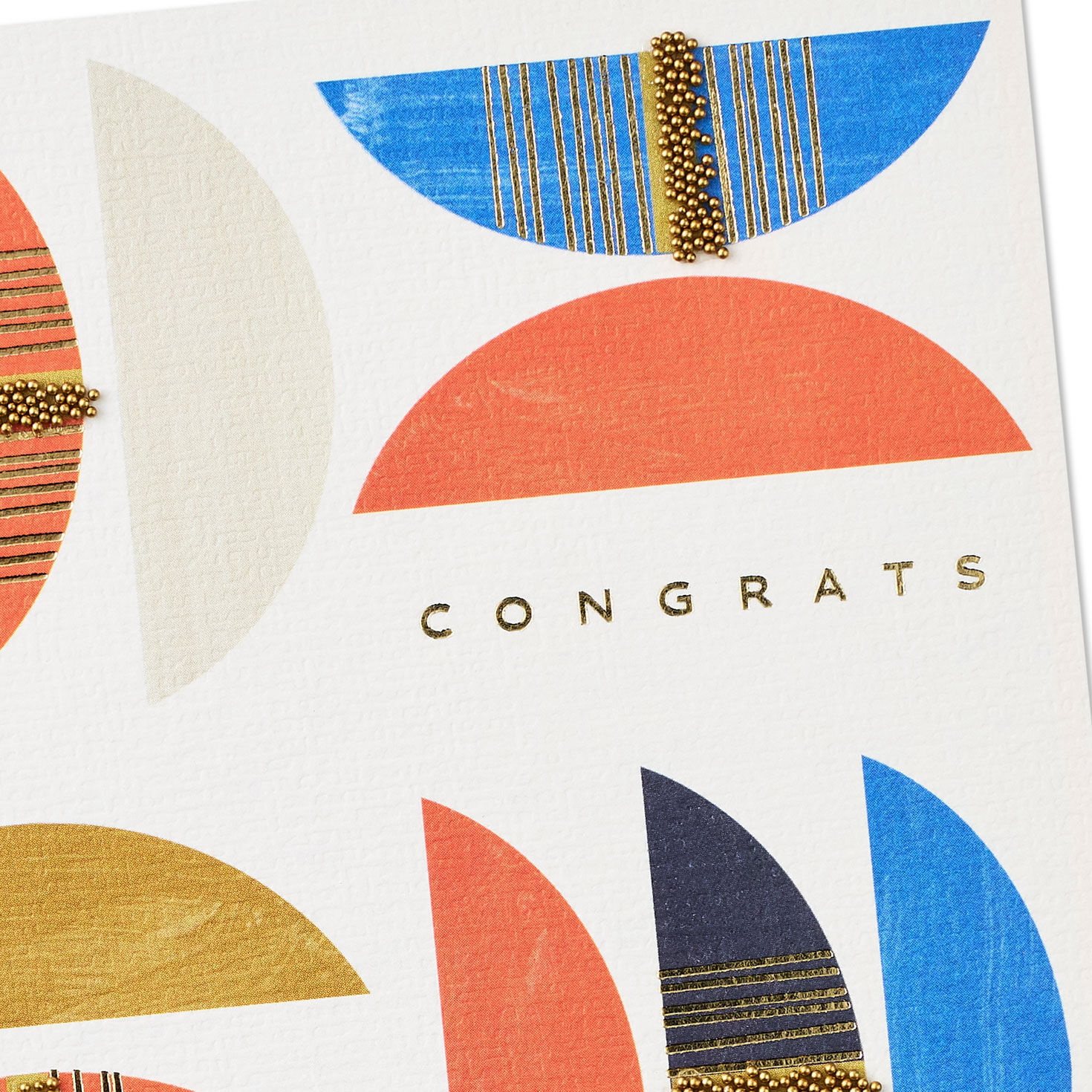 Half Moons in Orange, Blue and Black Congrats Card Card Front Detail image number 4