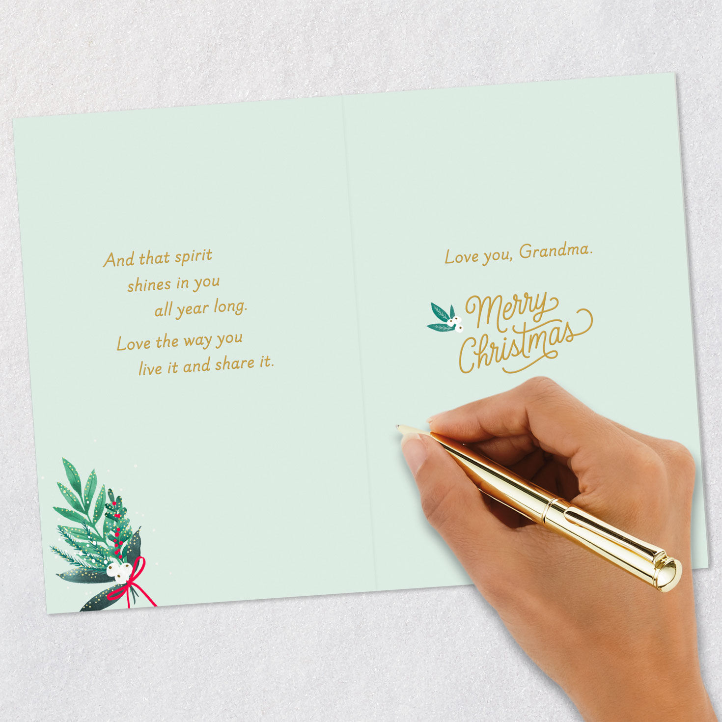 Holiday Hoop Wreath Grandma Christmas Card Signing card image number 7