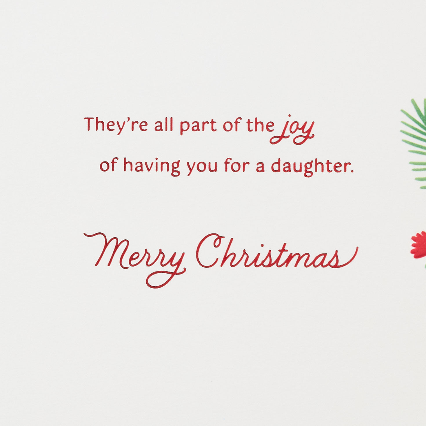 Red Bow on Green Stripes Christmas Card for Daughter Sentiment image number 3