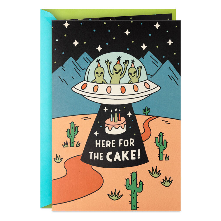 Aliens Here for the Cake Musical Pop-Up Birthday Card for Kids