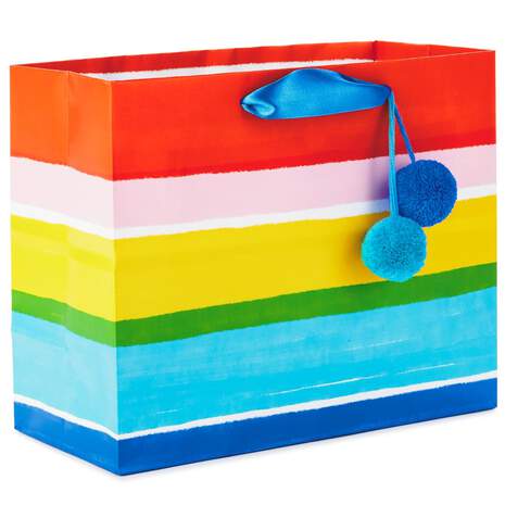7.7" Horizontal Rainbow Stripes Gift Bag, , large