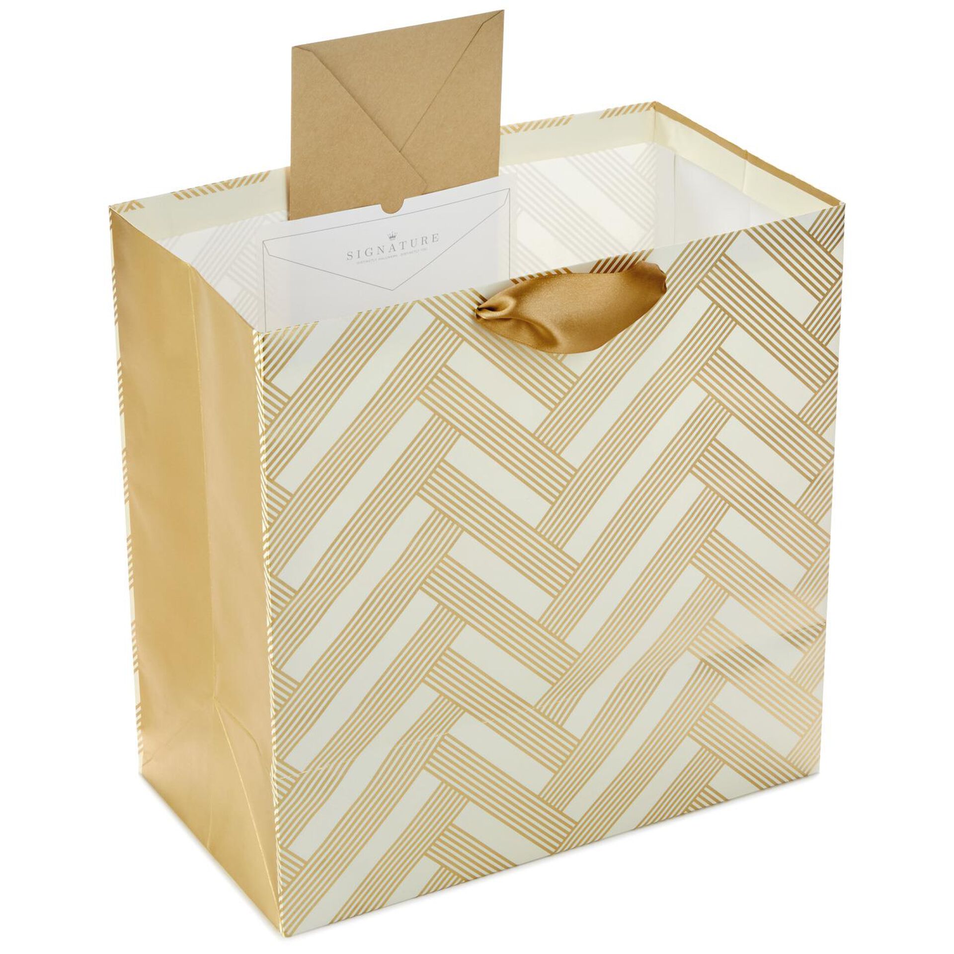 Gold and White Pattern XLarge Gift Bag, 15" Gift Bags Hallmark