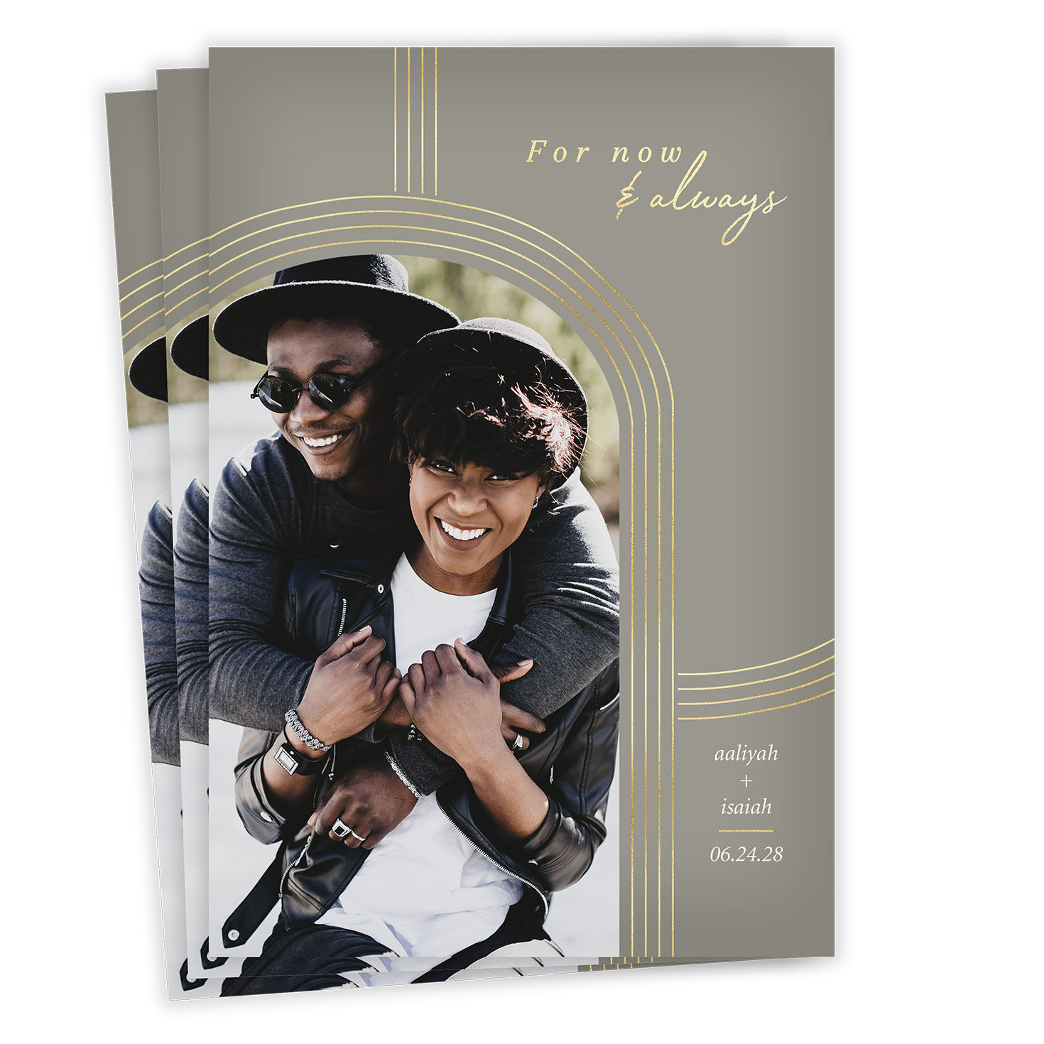 Now and Always Gold Arch Save the Date