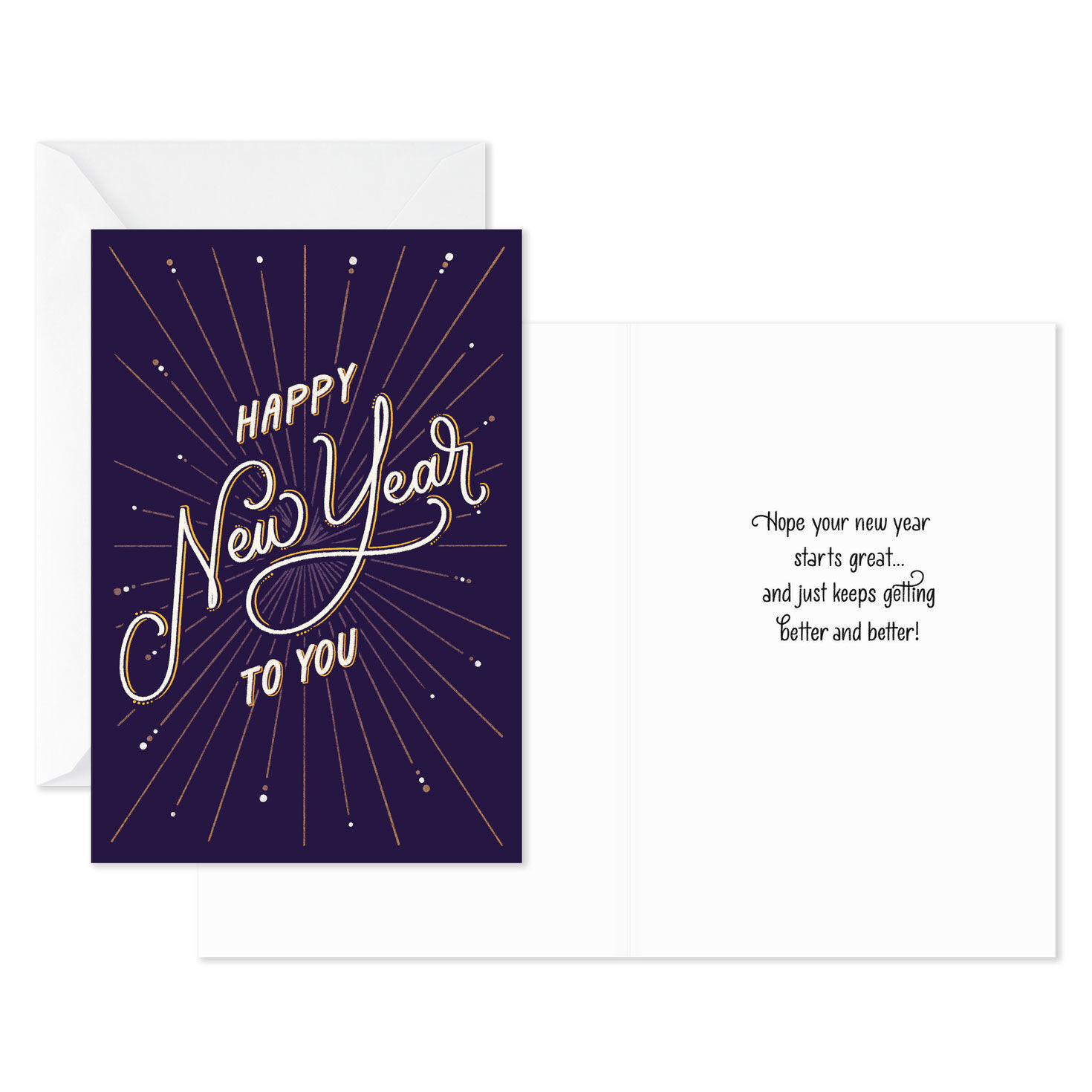 Starburst on Navy New Year Cards Pack card front wiht sentiment image number 2