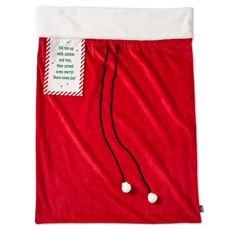 Santa's Giving Bag Large Fabric Sack, 26x34
