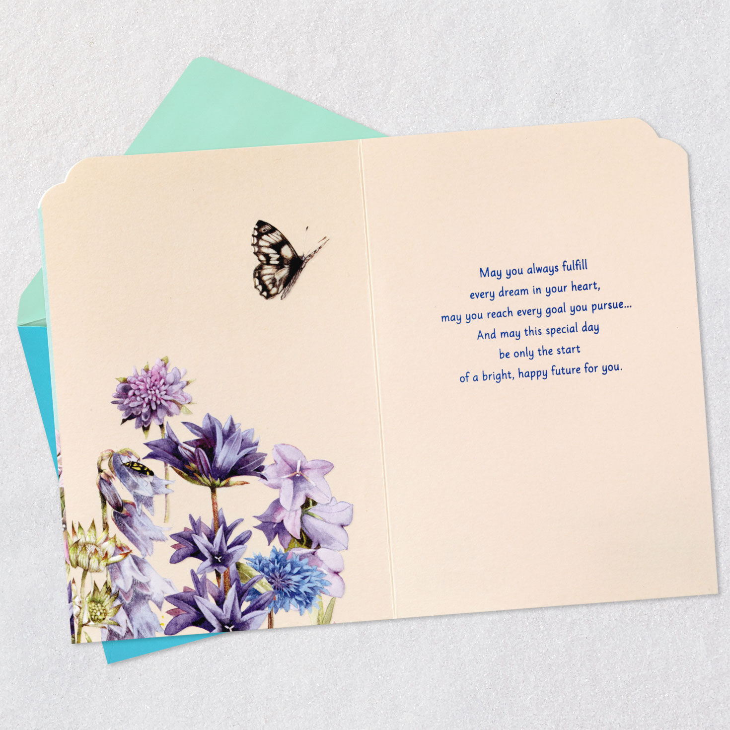 Marjolein Bastin Floral Butterfly Graduation Card Open card with envelope image number 3