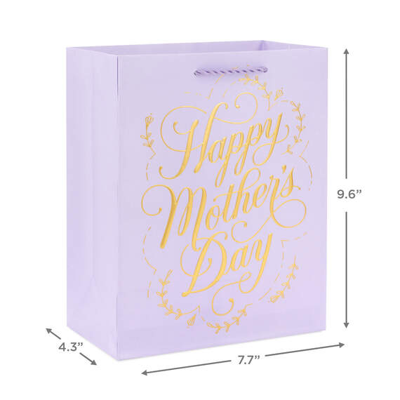 9.6" Gold Script on Lilac Medium Mother's Day Gift Bag, , large image number 3